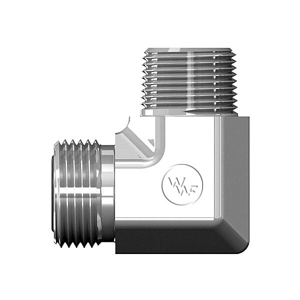 World Wide Fittings Male Flat Face O-Ring to Male Pipe 90 Degree Elbow 4405X08X04 - main